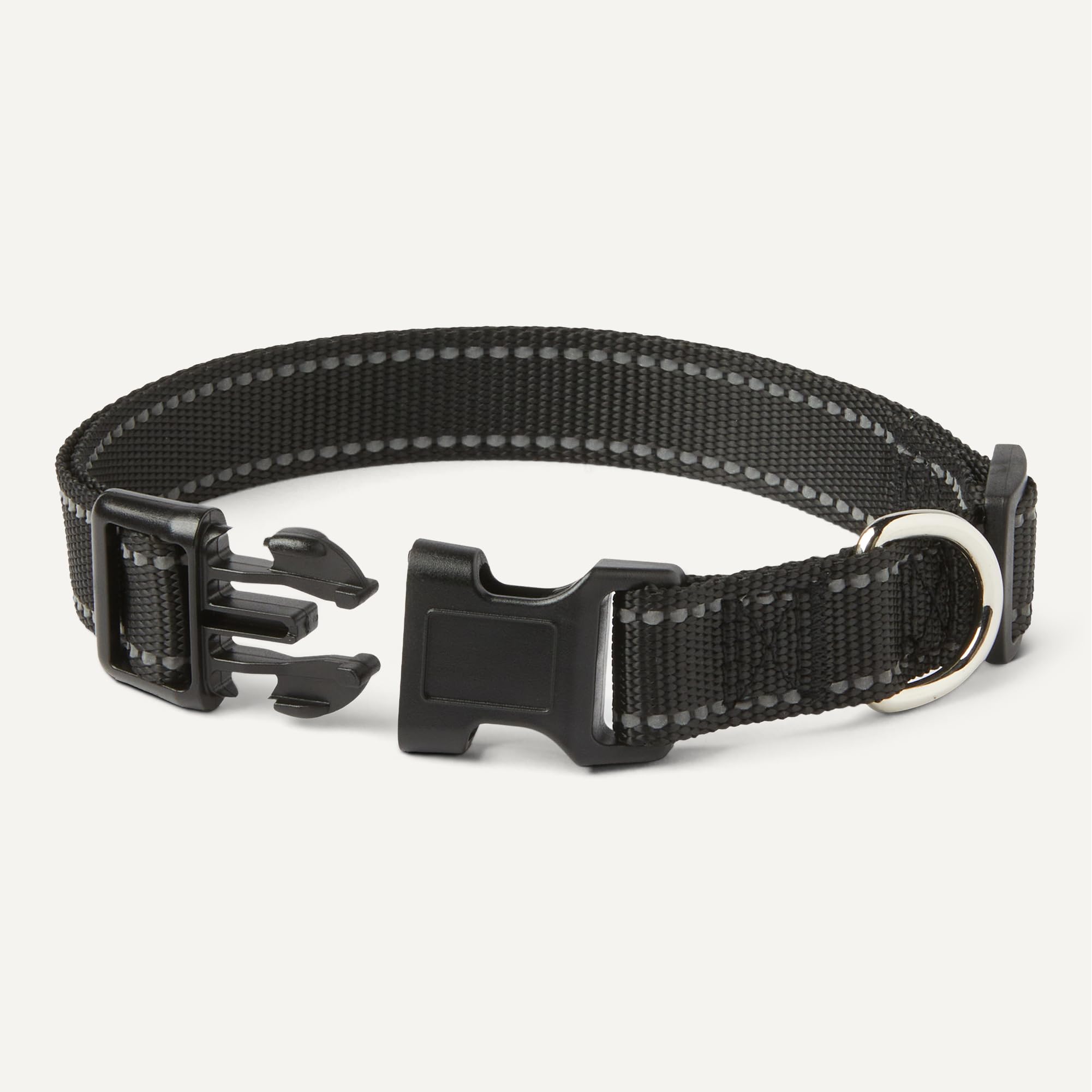 Basics Reflective Polyester Dog Collar, Adjustable Length, Quick-Release Buckle For Easy On Off
