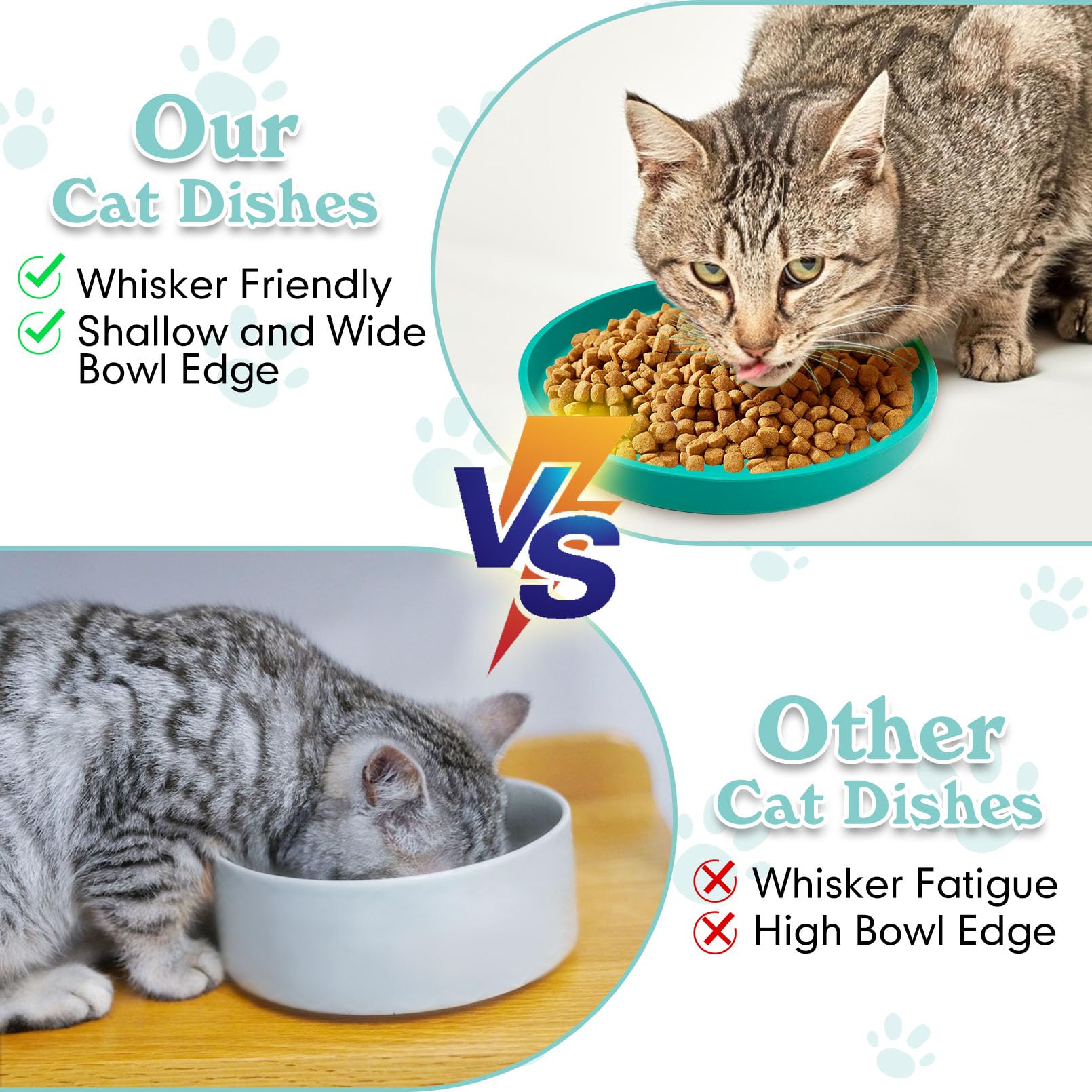 Silicone Cat Food Bowl Shallow Dishes  Wide Cats Bowls Kitty Plates Relief Whisker Fatigue Puppy Feeding Bowl For Dry Food And Wet Food Indoor