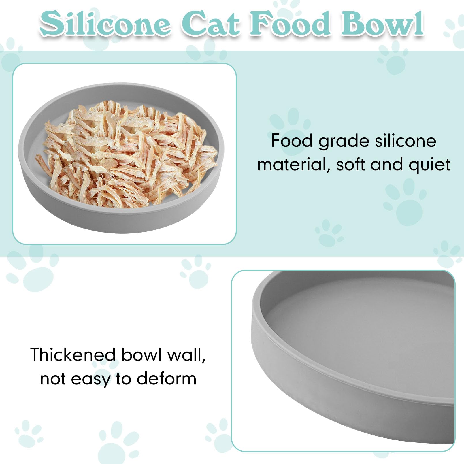 Silicone Cat Food Bowl Shallow Dishes  Wide Cats Bowls Kitty Plates Relief Whisker Fatigue Puppy Feeding Bowl For Dry Food And Wet Food Indoor