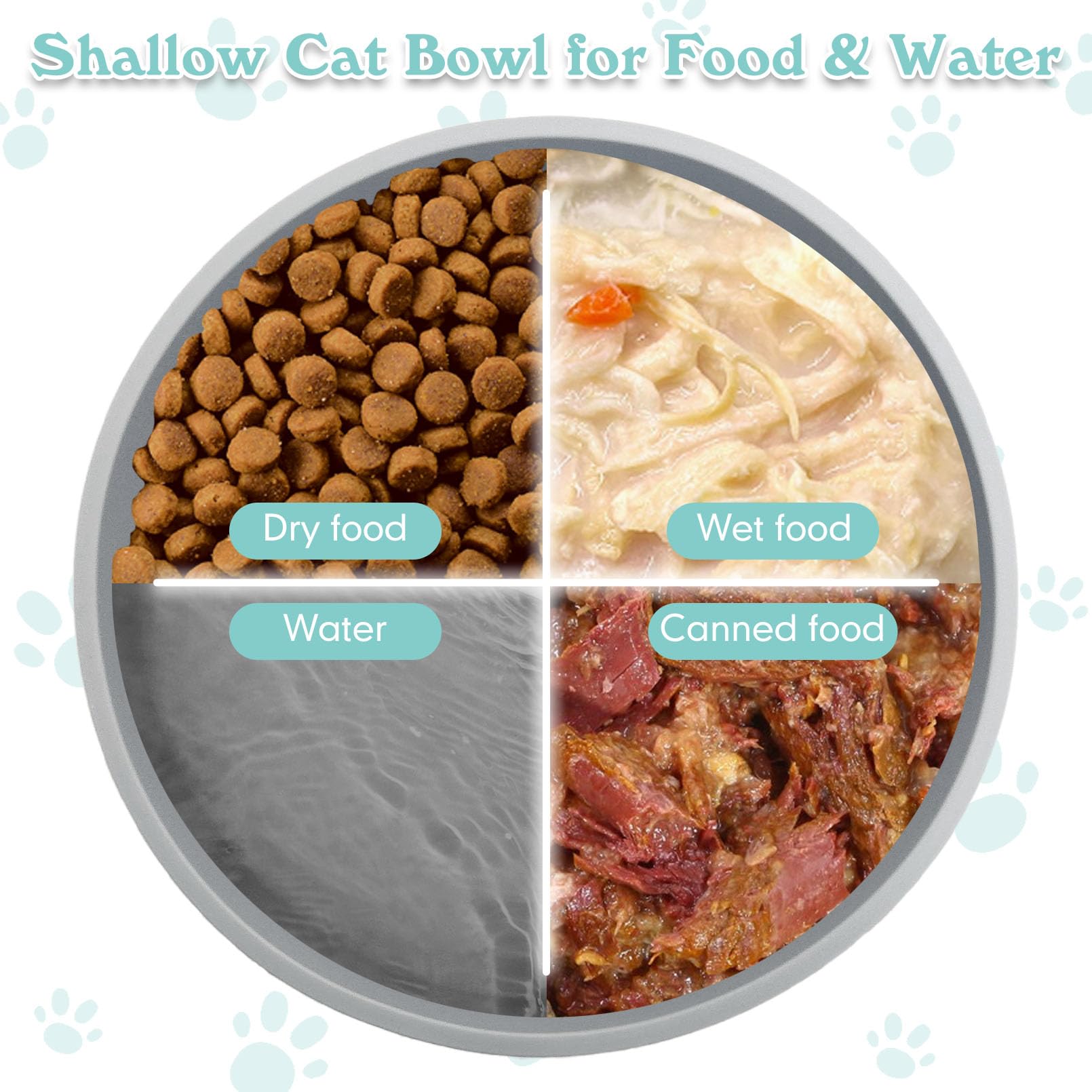Silicone Cat Food Bowl Shallow Dishes Wide Cats Bowls Kitty Plates Relief Whisker Fatigue Puppy Feeding Bowl For Dry Food And Wet Food Indoor
