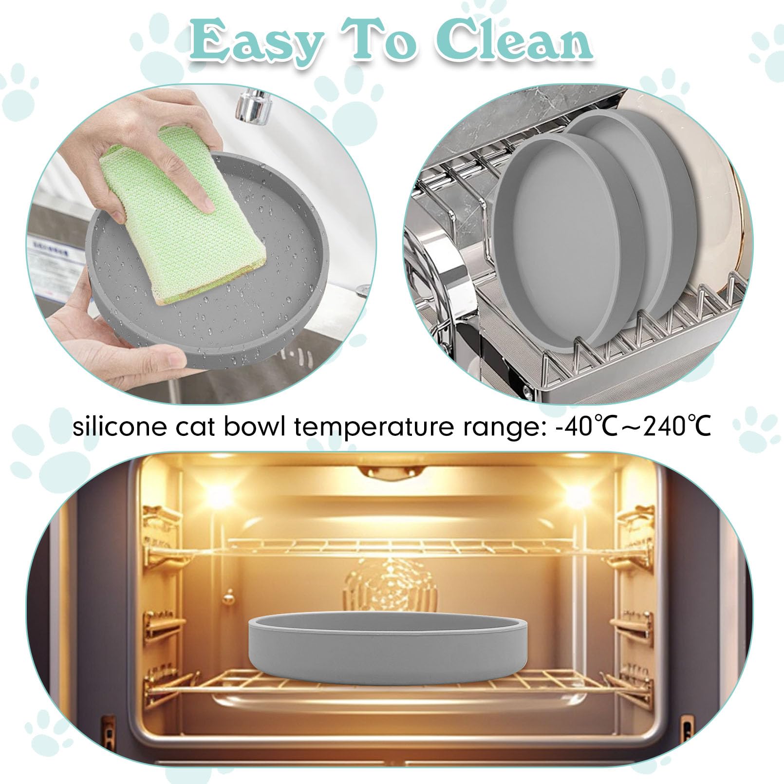 Silicone Cat Food Bowl Shallow Dishes  Wide Cats Bowls Kitty Plates Relief Whisker Fatigue Puppy Feeding Bowl For Dry Food And Wet Food Indoor