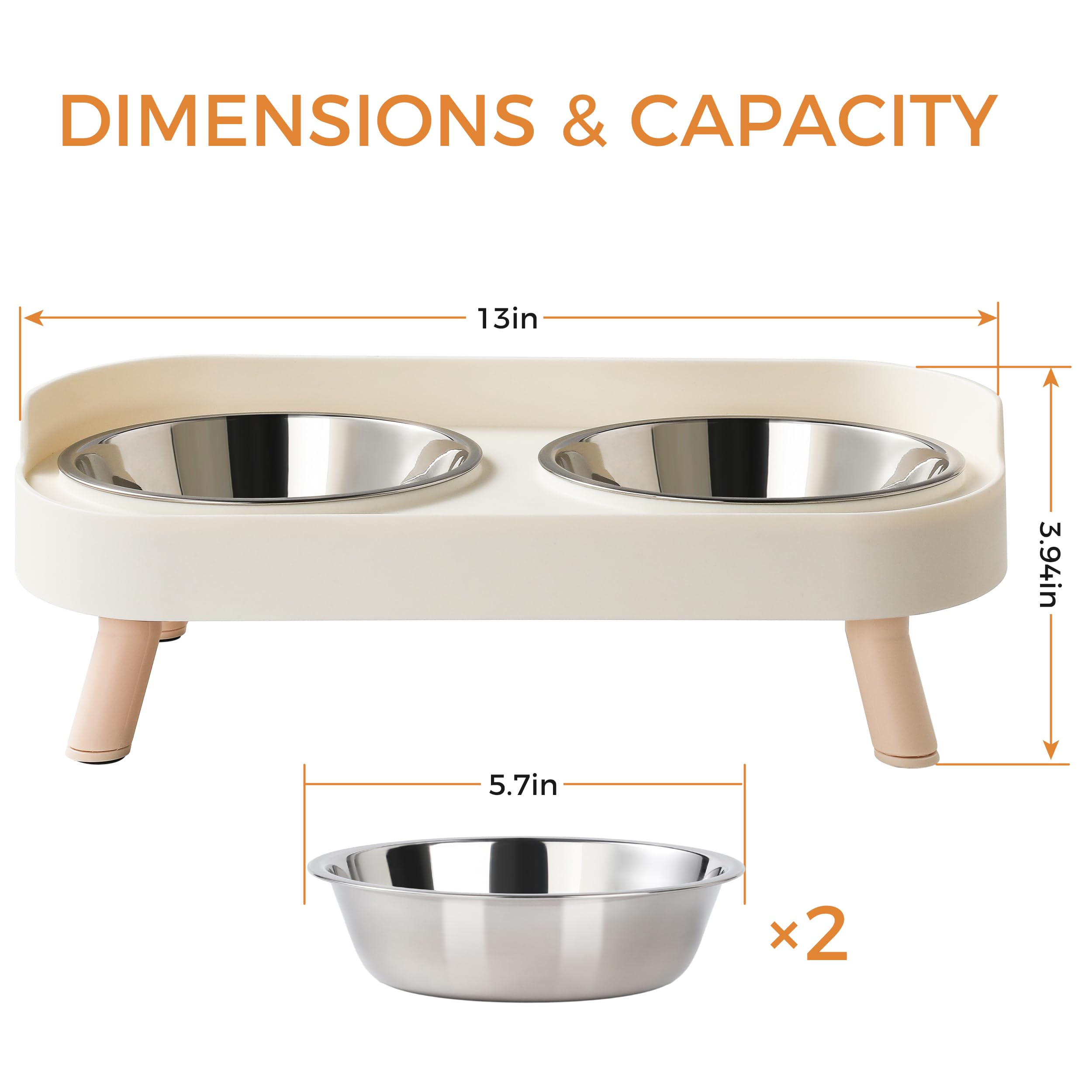 Elevated Cat Bowls Set - Raised Cat Food And Water Bowl Set With Non Slip Stand - Pet Feeding Station With 2 Stainless Steel Bowls
