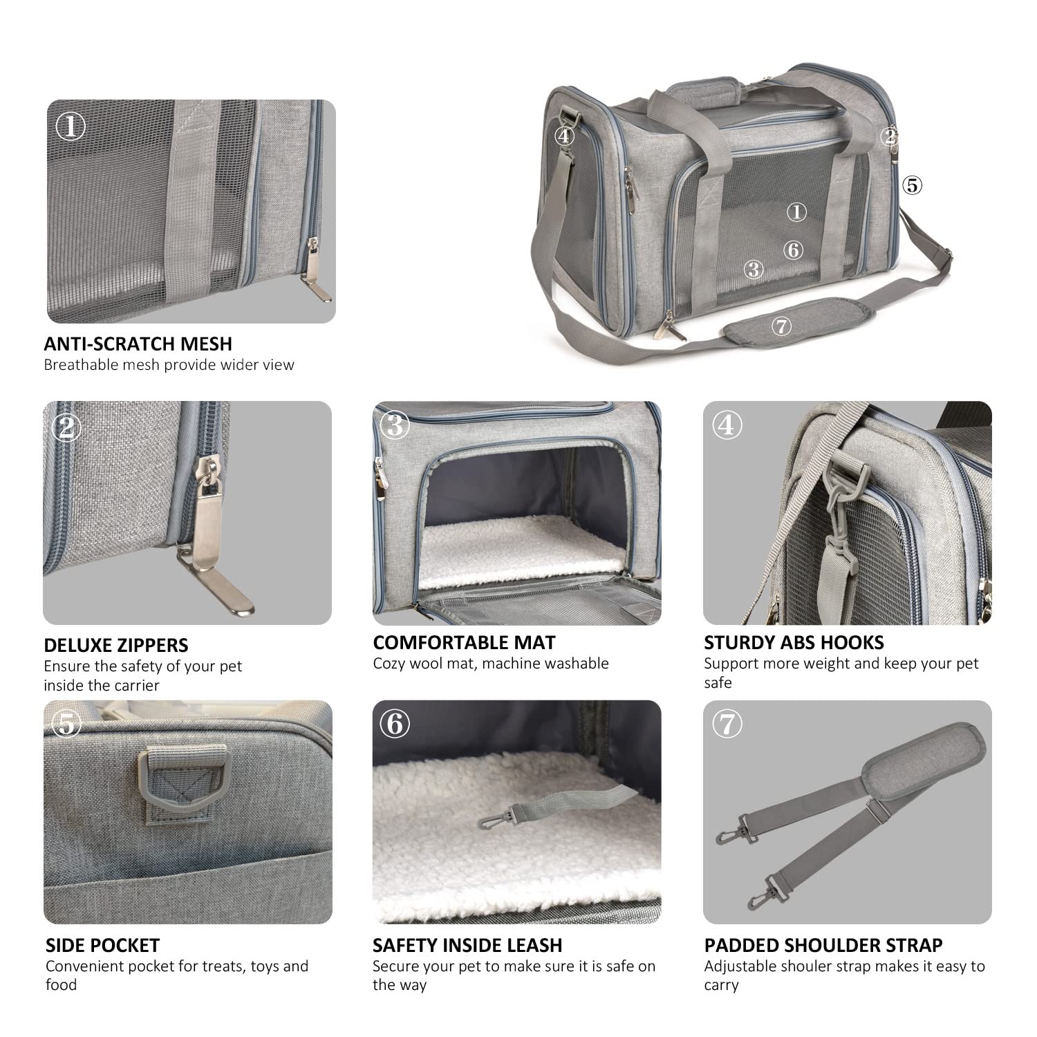 Cat Carriers Dog Carrier Pet Carrier For Small Medium Cats Dogs Puppies, TSA Airline Approved Small Dog Carrier Soft Sided, Collapsible Waterproof Travel Puppy Carrier