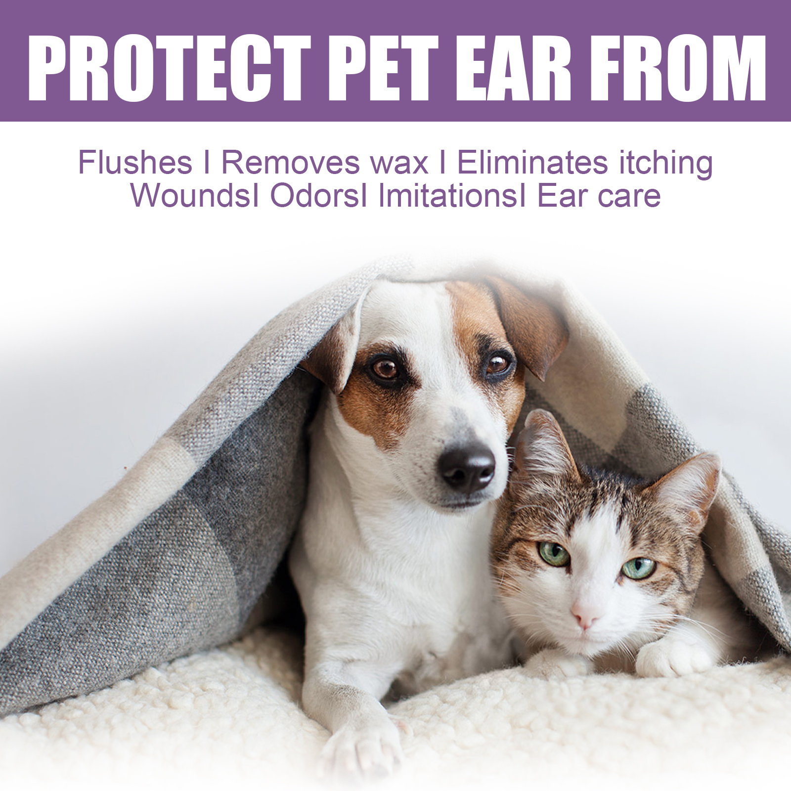 118ml Pet Ear Rinse Cleaner With Glycerin & Disodium EDTA, Anti-Itch Antimicrobial Ear Wash For Dogs Cats, Alcohol-Free Gentle Ear Cleanser With Cotton Swabs