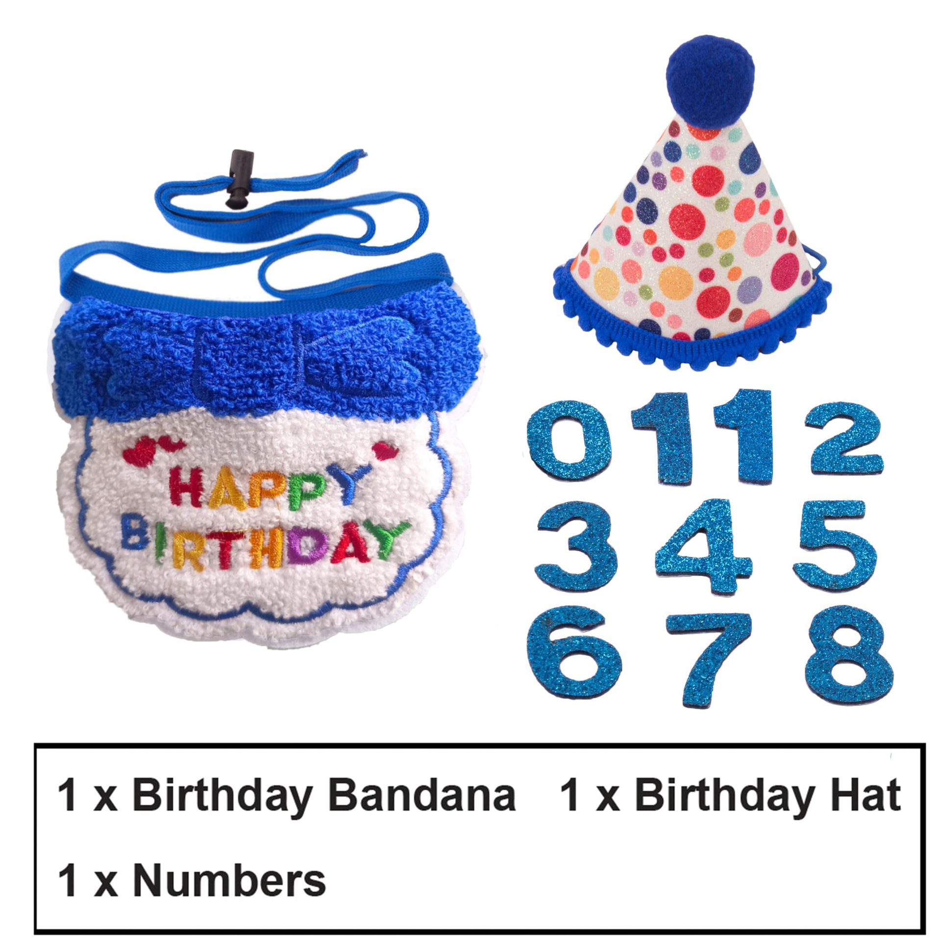 Cat Birthday Party Supplies, Blue Cat Kitten Birthday Bandana With Number Hat, Cat Birthday Decorations Banner Boy, Pet Birthday Outfits For Cats Kitten Apparel Decorations