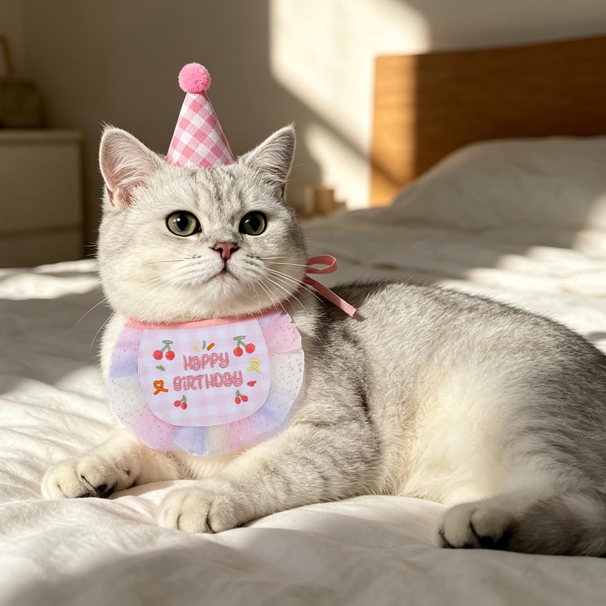 Cat Princess Costume Cat Tutu Dresses Kitte Birthday Hat Scarf Set Clothes Dog Outfit For Small Pet Birthday Party Halloween Wedding Photo Prop