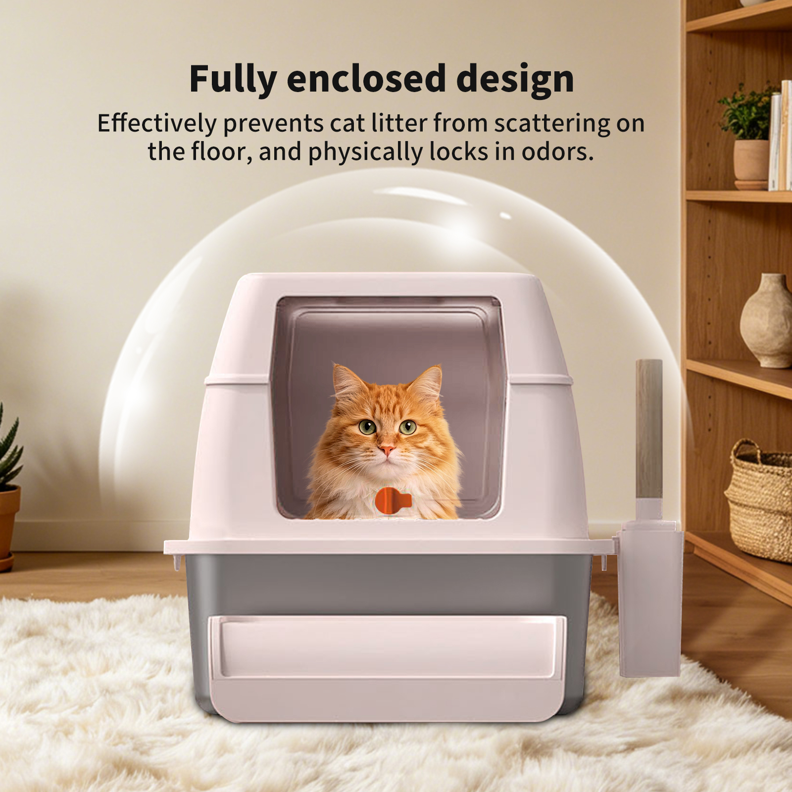 Dual Entry Cat Litter Box Stainless Steel Anti-Splashing Kitty Litter Pan With Scoop & Pedal