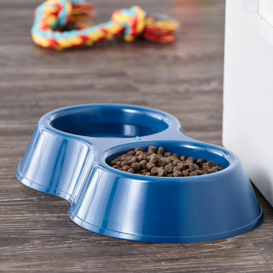 Vibrant Life Medium Cup Double Diner Pet Bowl Blue