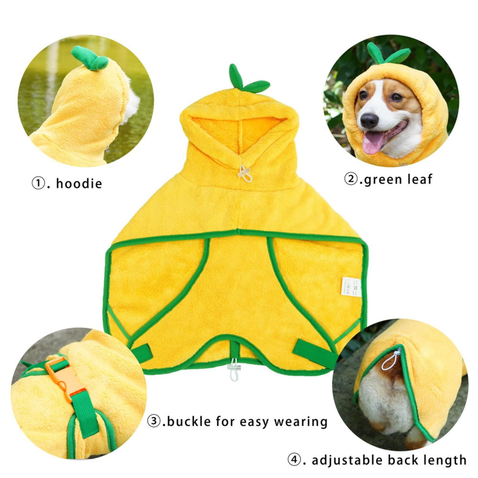 Dog Bathrobe Towel, Cat Bathrobe Microfiber Fast Drying Absorbent Towel For Puppy Small Medium Large Dog Cat