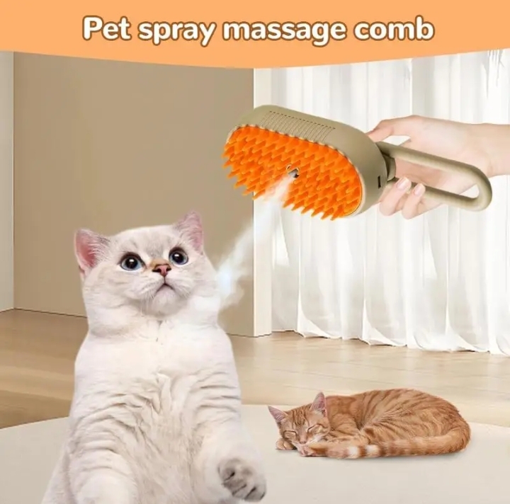 Electric Spray Pet Brush Grooming Comb With Steamer For Loose Hair Removal