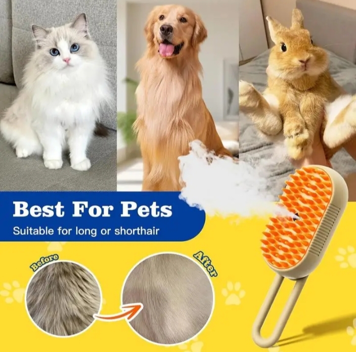 Electric Spray Pet Brush Grooming Comb With Steamer For Loose Hair Removal