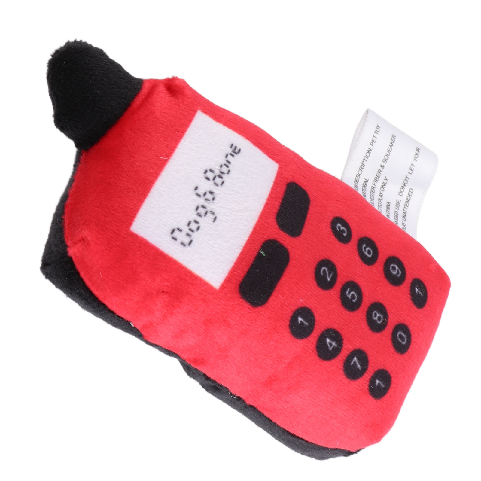 Plush Cell Phone Pet Dogs Cats Teether Teething Sounding Interactive Chew Toy (Red)