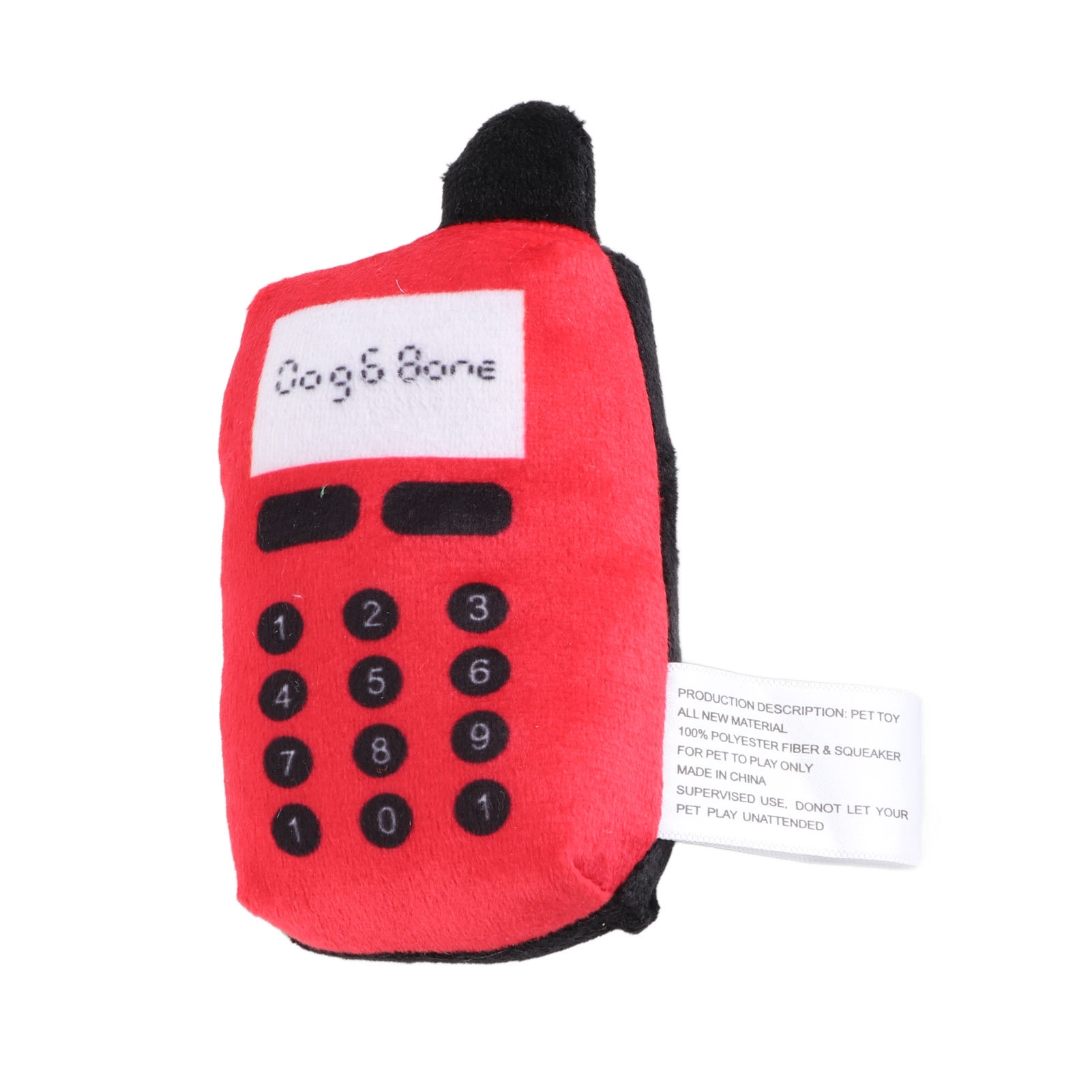 Plush Cell Phone Pet Dogs Cats Teether Teething Sounding Interactive Chew Toy (Red)
