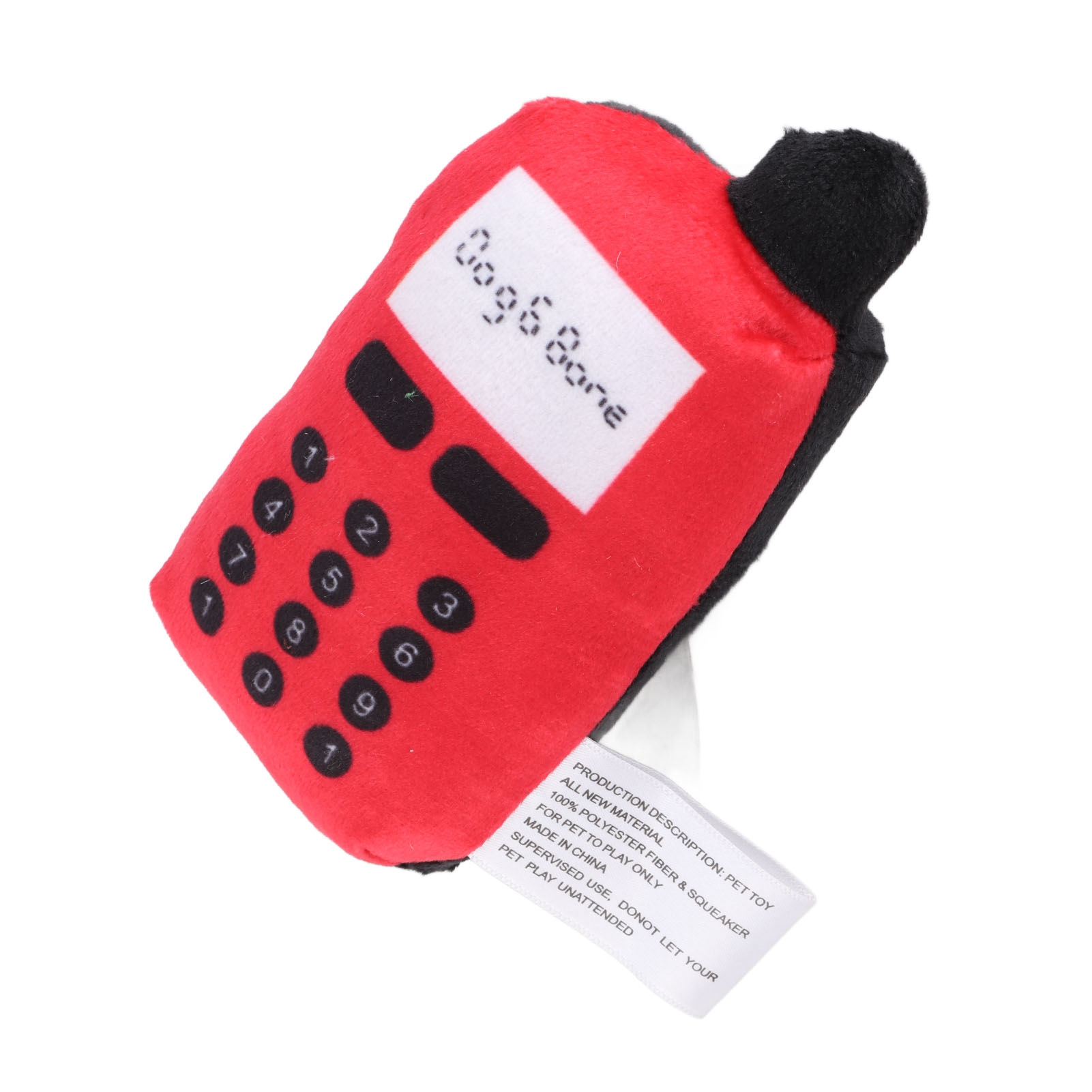 Plush Cell Phone Pet Dogs Cats Teether Teething Sounding Interactive Chew Toy (Red)