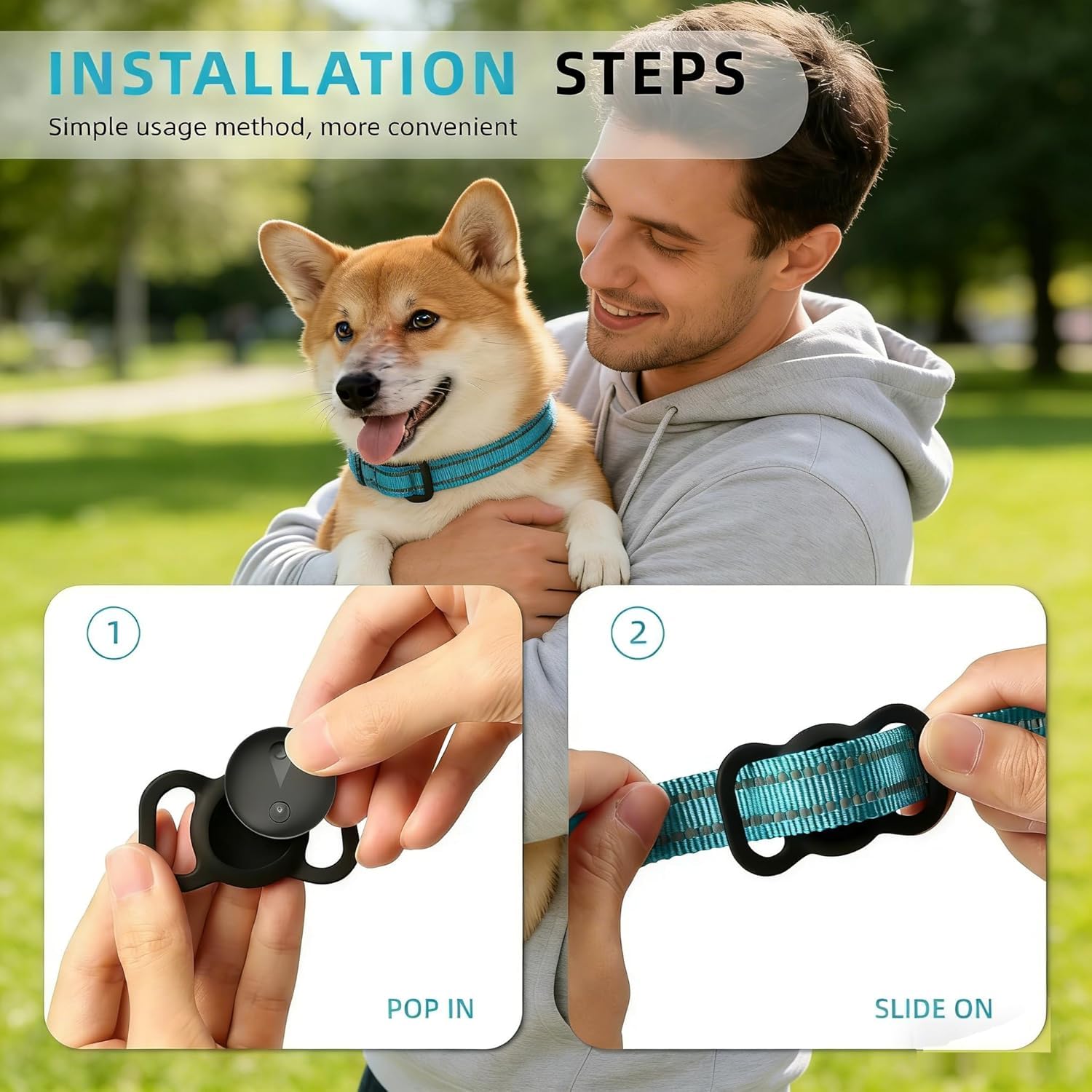 GPS Tracker For Dogs, Smart Collar With Real-Time Location  Pet Location Tracker With Holder, No Monthly Fee  No SIM Card, Works With IOS Find My, Ultra-Slim, IP68 Waterproof