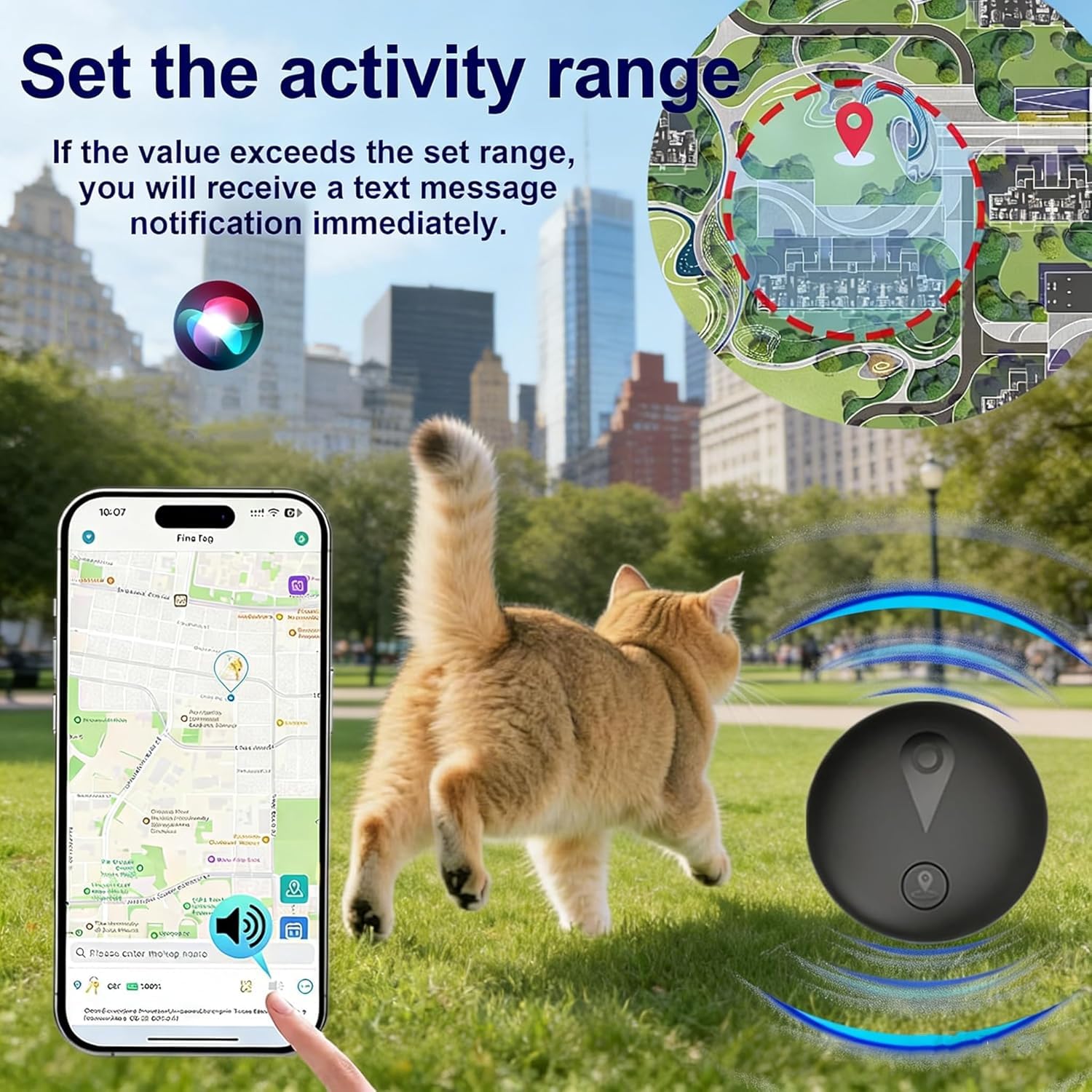GPS Tracker For Dogs, Smart Collar With Real-Time Location  Pet Location Tracker With Holder, No Monthly Fee  No SIM Card, Works With IOS Find My, Ultra-Slim, IP68 Waterproof