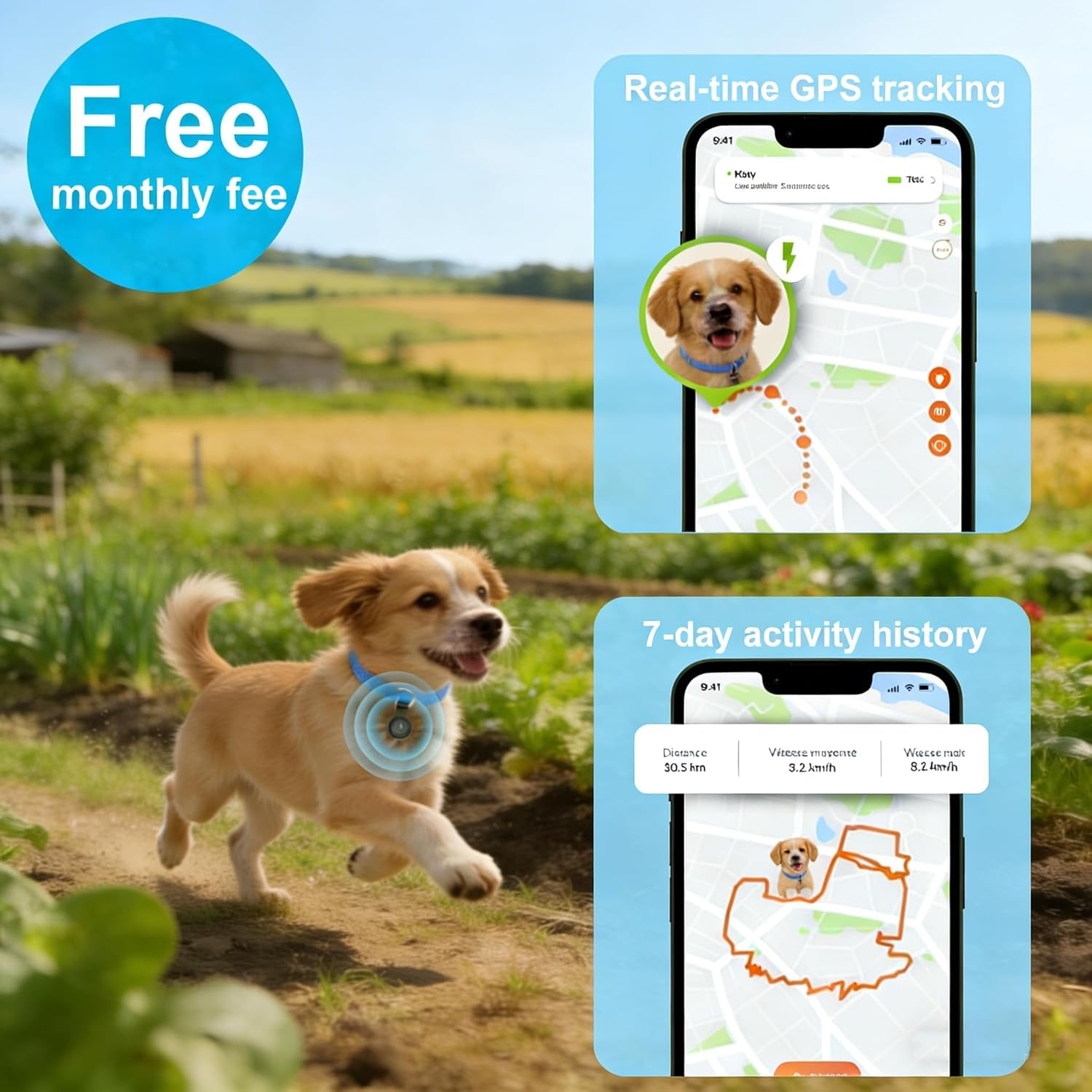 GPS Tracker For Dogs, Smart Collar With Real-Time Location  Pet Location Tracker With Holder, No Monthly Fee  No SIM Card, Works With IOS Find My, Ultra-Slim, IP68 Waterproof