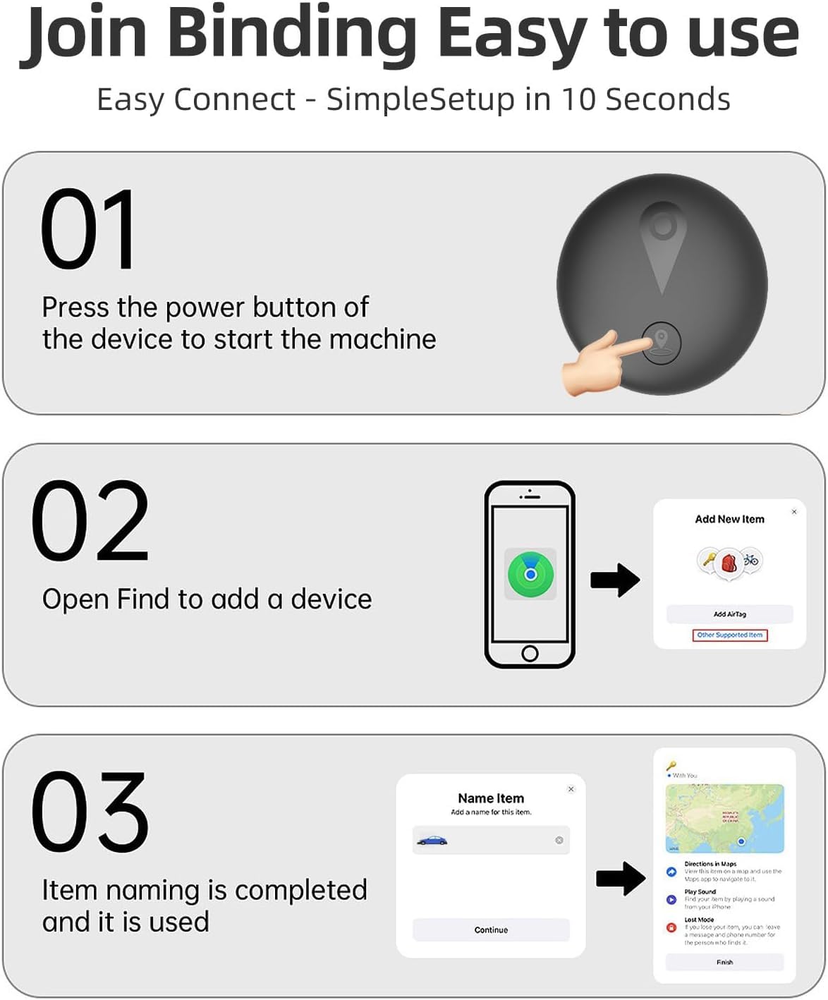 GPS Tracker For Dogs, Smart Collar With Real-Time Location Pet Location Tracker With Holder, No Monthly Fee No SIM Card, Works With IOS Find My, Ultra-Slim, IP68 Waterproof