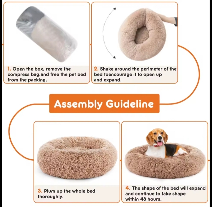 Anti Anxiety Calming Pet Bed Washable Plush Donut Dog Bed
