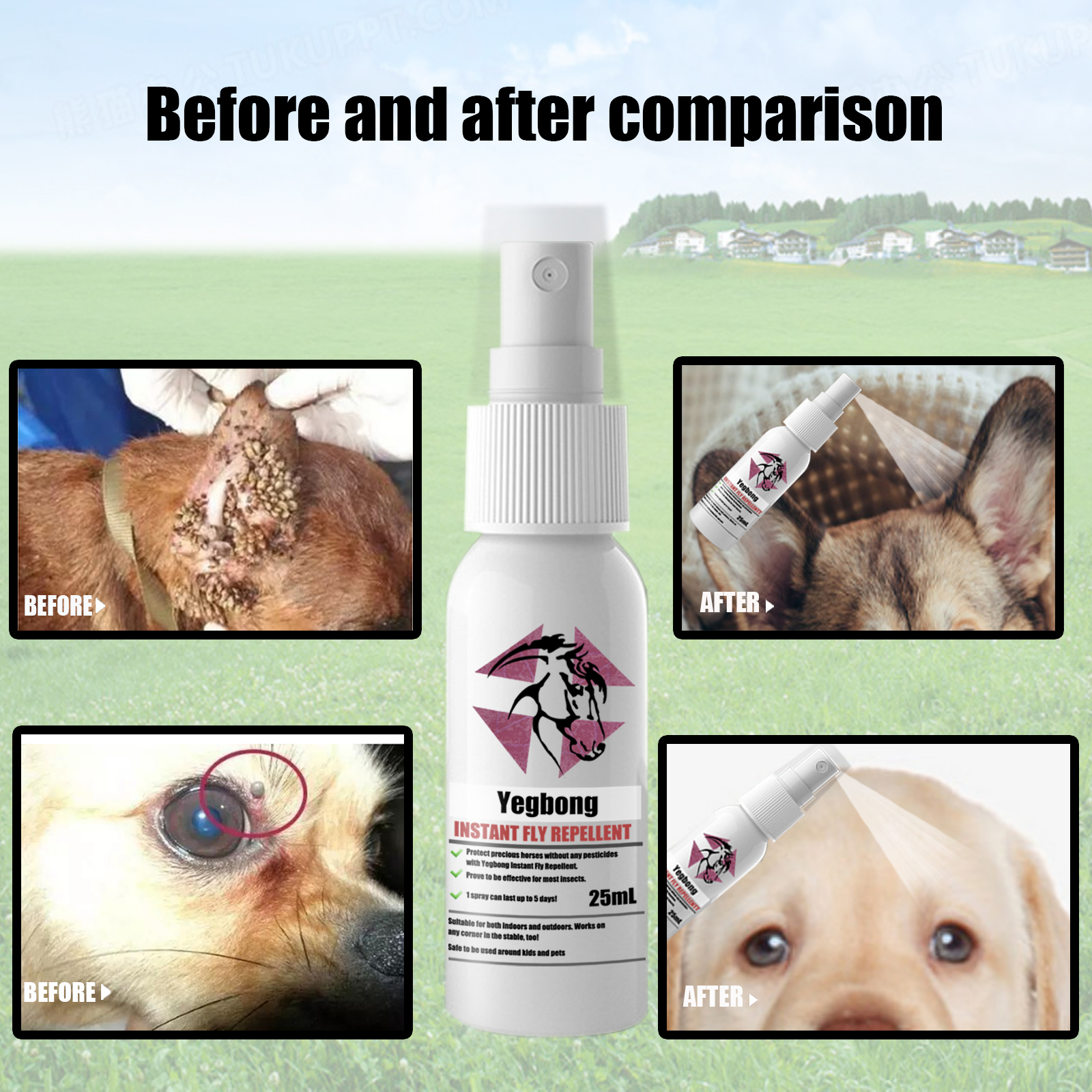 Pet Instant Fly & Pest Repellent Spray 25ml, Kills Fleas, Ticks, Flea Eggs, Safe For Dogs, Cats & Horses
