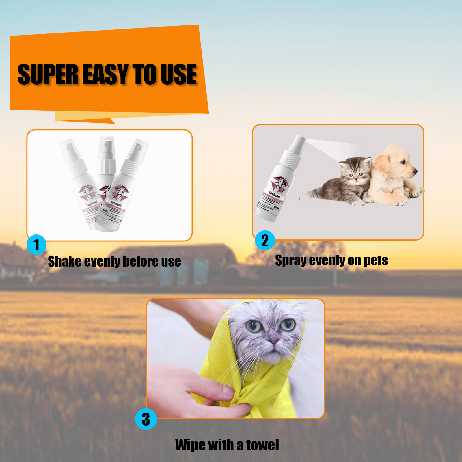 Pet Instant Fly & Pest Repellent Spray 25ml, Kills Fleas, Ticks, Flea Eggs, Safe For Dogs, Cats & Horses