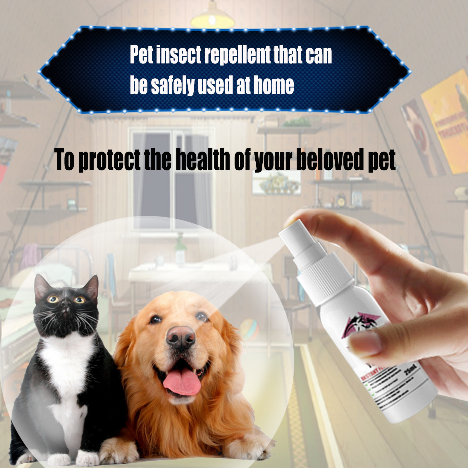 Pet Instant Fly & Pest Repellent Spray 25ml, Kills Fleas, Ticks, Flea Eggs, Safe For Dogs, Cats & Horses