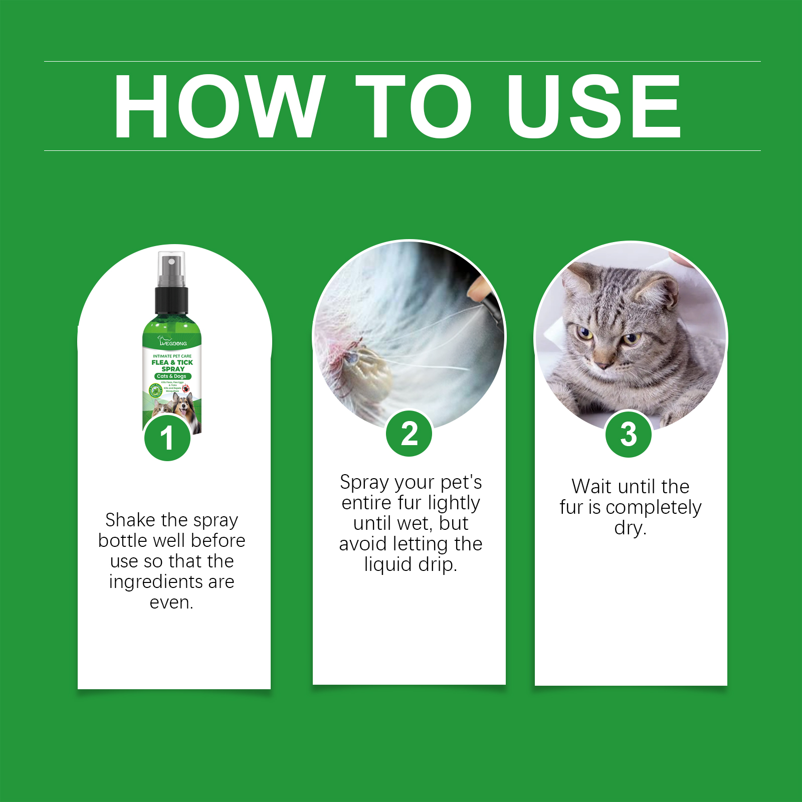 Natural Flea & Tick Spray For Dogs & Cats, Plant-Based Pest Repellent Kills Fleas, Ticks, Lice & Mites