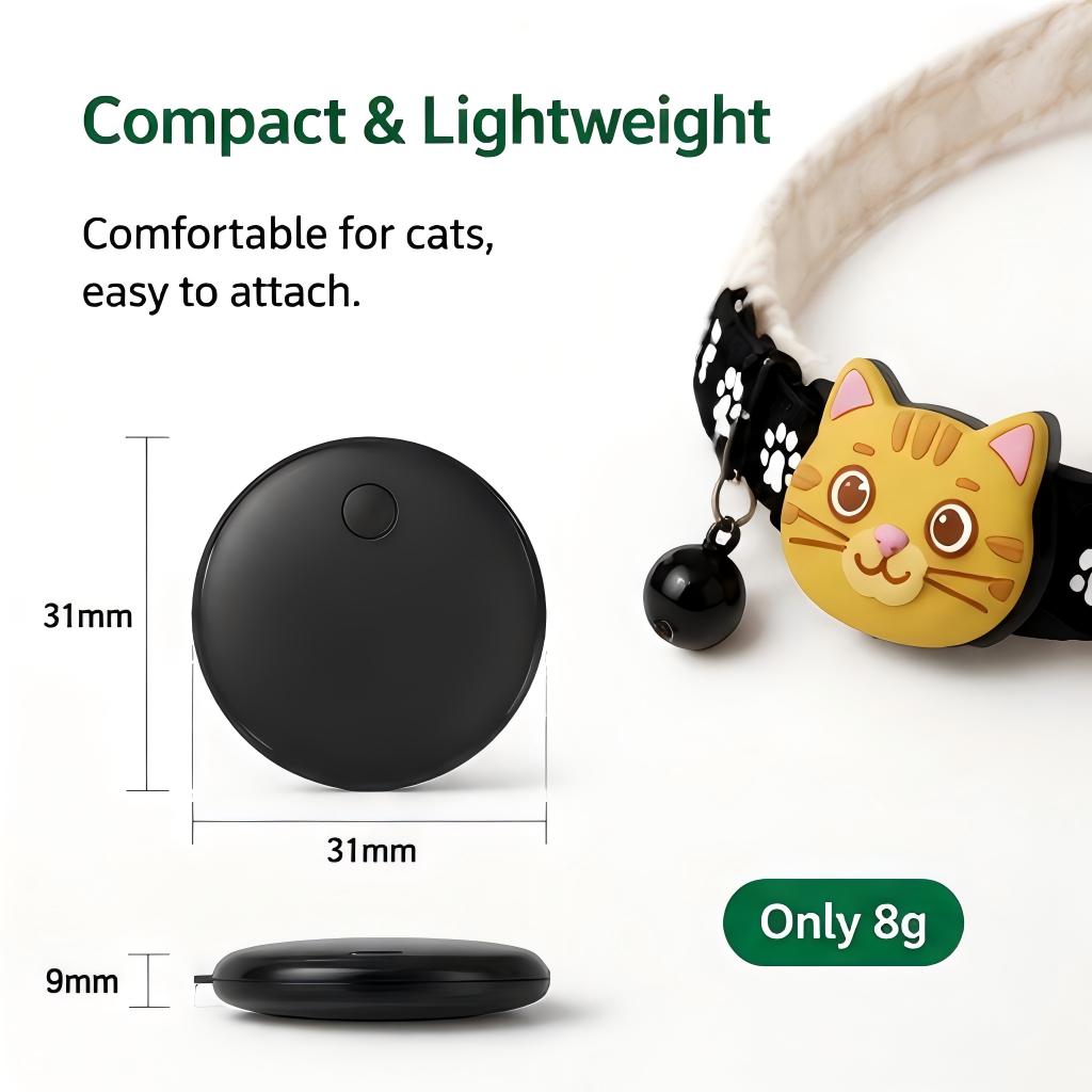 Cat GPS Tracker For Find My & Android Find Hub, Bluetooth Pet Locator Tag, No Monthly Fee, Waterproof Anti-Lost Tracker For Cats & Small Pets