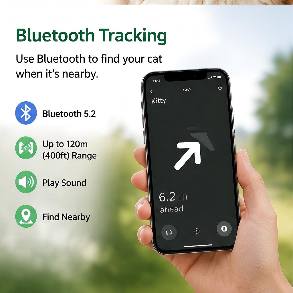 Cat GPS Tracker For Find My & Android Find Hub, Bluetooth Pet Locator Tag, No Monthly Fee, Waterproof Anti-Lost Tracker For Cats & Small Pets