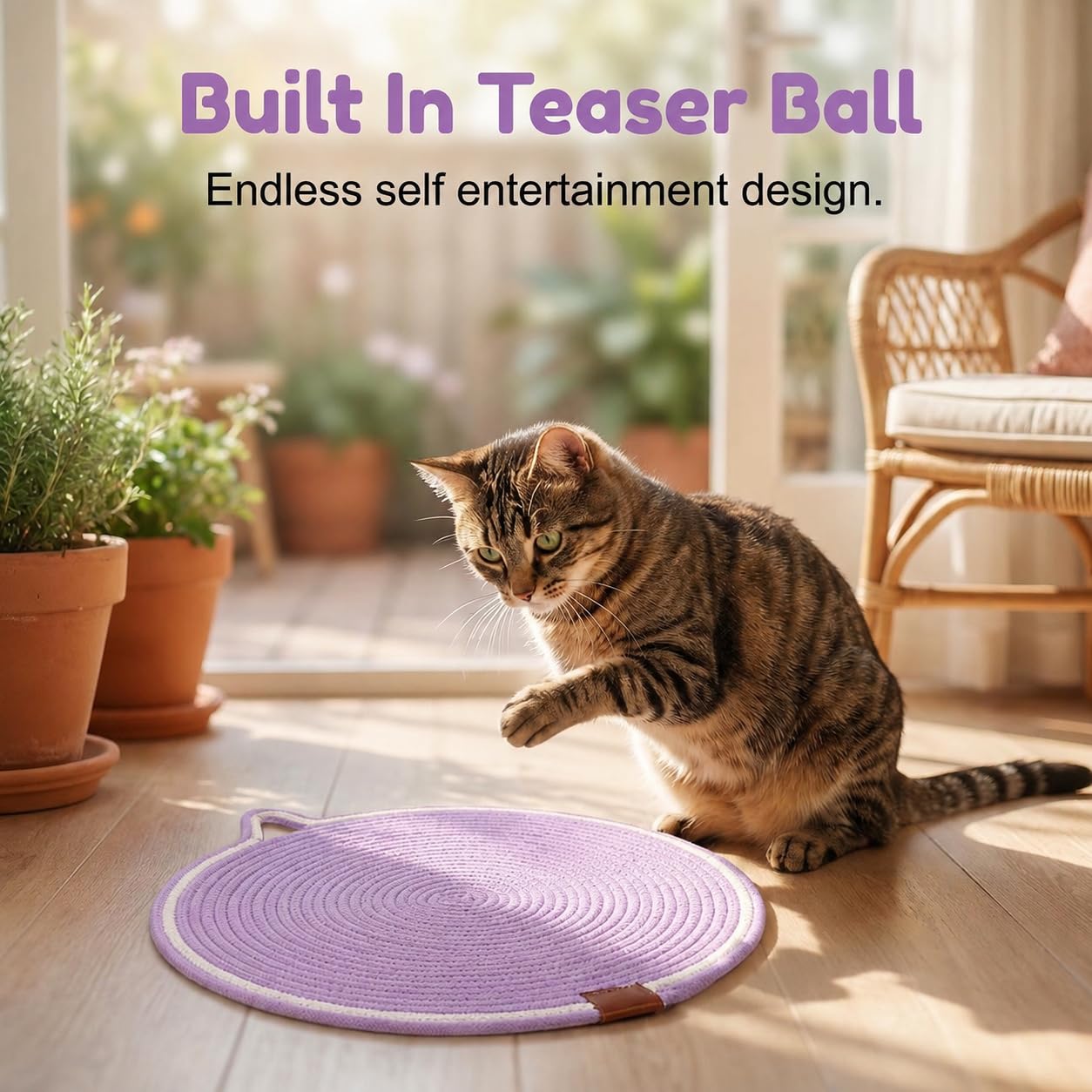 Cat Scratch Pad For Indoor Cats Kitten Round Cat Scratcher Pad, Woven Cotton Rope Cat Scratching Mat, Couch Protector For Wall, Furniture, Carpets, Sofas