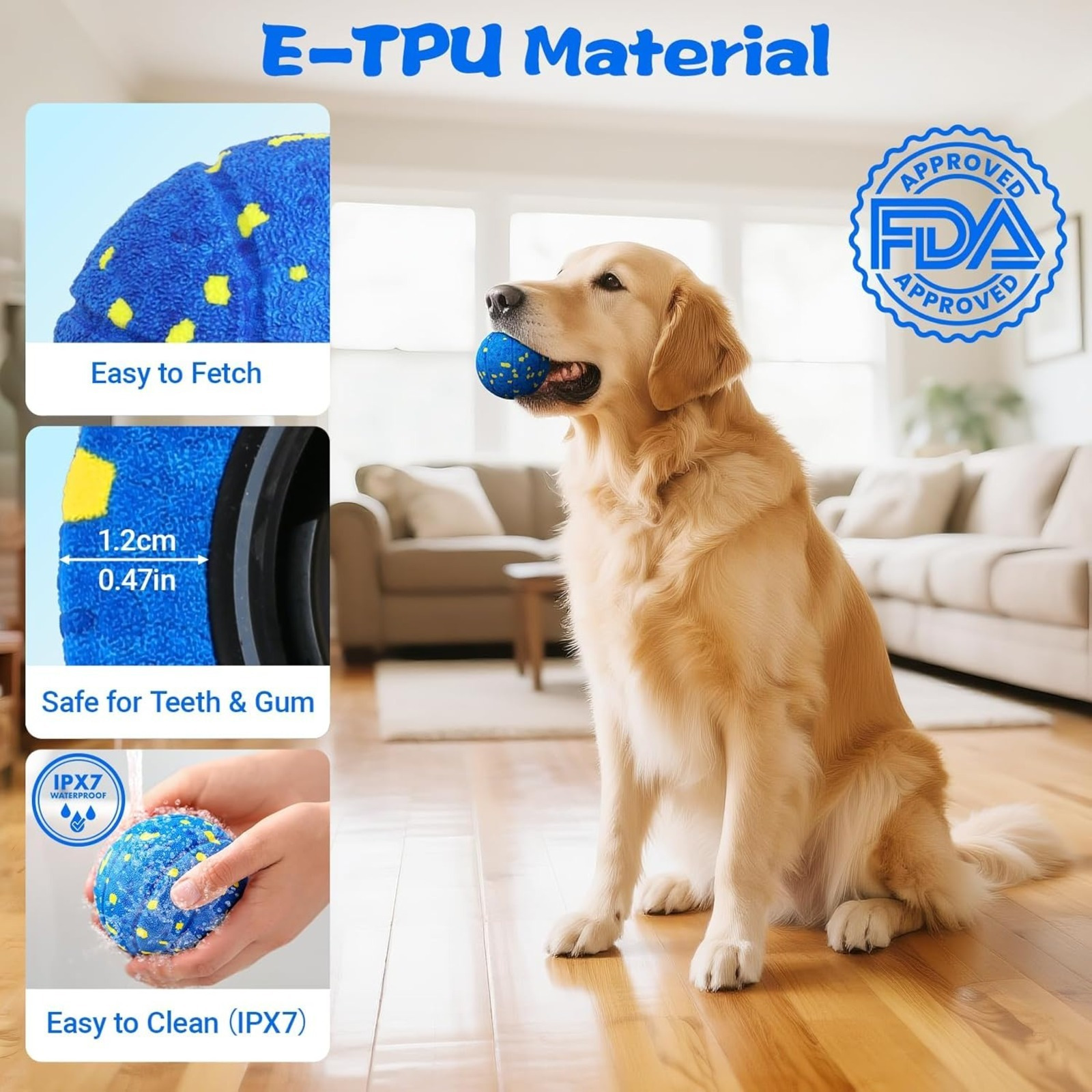 Blue Dog Toy Ball, Durable Pet Accessory For Outdoor Activities, Spring Festivals, And Garden Parties