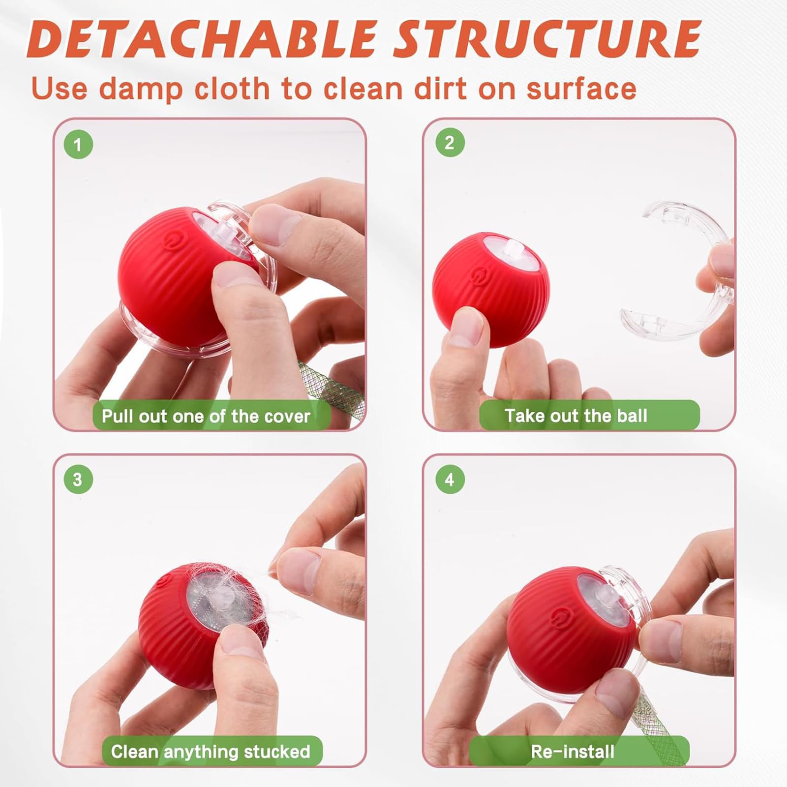 Tail Interactive Cat Toys For Indoor Cats, Motion Activate Cat Toy, Smart Kitten Rolling Ball Moving Ball Toys, Rechargeable Dog Cats Ball For Enrichment Exercise