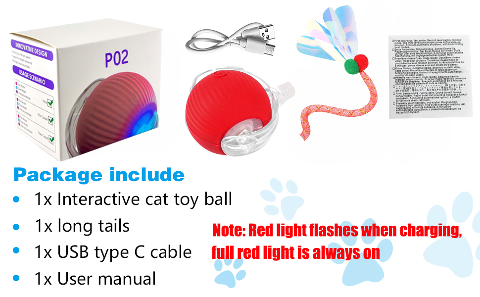 Tail Interactive Cat Toys For Indoor Cats, Motion Activate Cat Toy, Smart Kitten Rolling Ball Moving Ball Toys, Rechargeable Dog Cats Ball For Enrichment Exercise