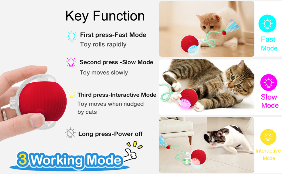 Tail Interactive Cat Toys For Indoor Cats, Motion Activate Cat Toy, Smart Kitten Rolling Ball Moving Ball Toys, Rechargeable Dog Cats Ball For Enrichment Exercise