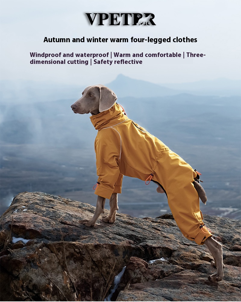 Large Dog Four-leg Shell Jacket Windproof Turtleneck Outdoor Keep Warm