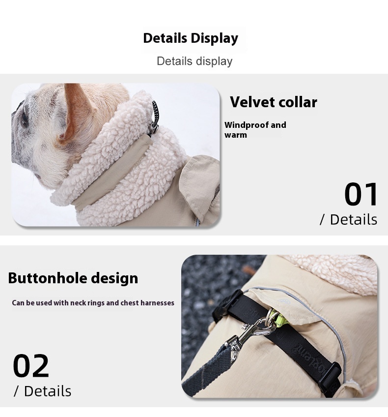 Dog Cotton-padded Clothes Go Out In Autumn And Winter Warm-keeping And Cold-proof Pet Clothes