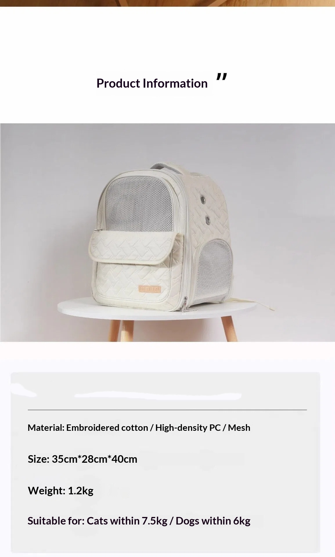 Cat Carrier Space Capsule Lightweight Portable Handheld Backpack Breathable Pet Bag For Outings
