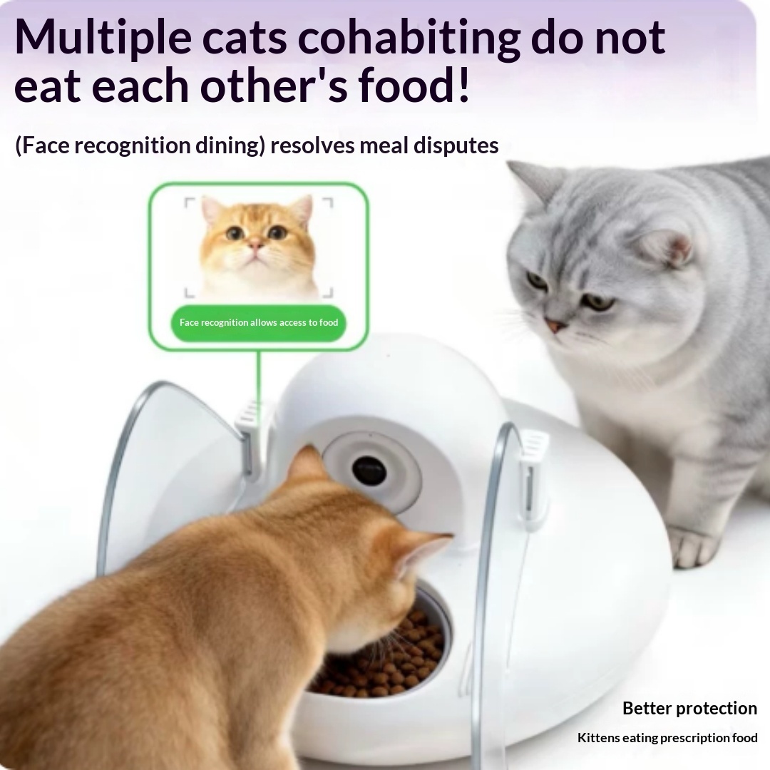 Smart Cat Feeder AI Facial Recognition Multi Cats Video Camera Gen Works For EU, US, UK, And AU