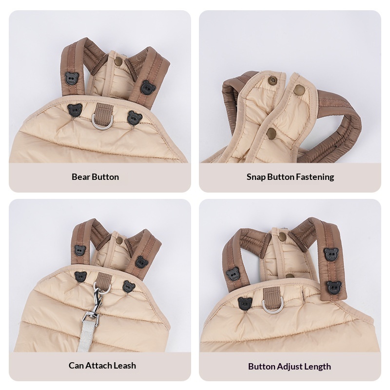 Pet Puppy Jumpsuit With Straps Cotton Padded Coat