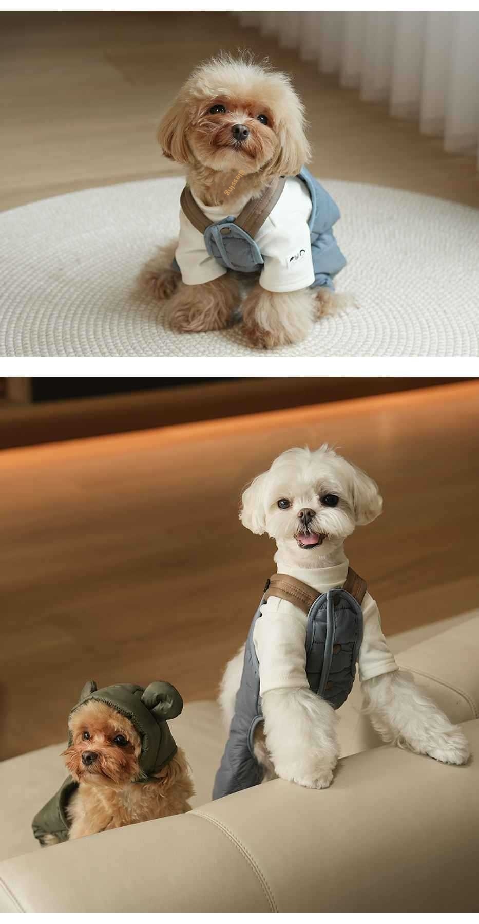 Pet Puppy Jumpsuit With Straps Cotton Padded Coat