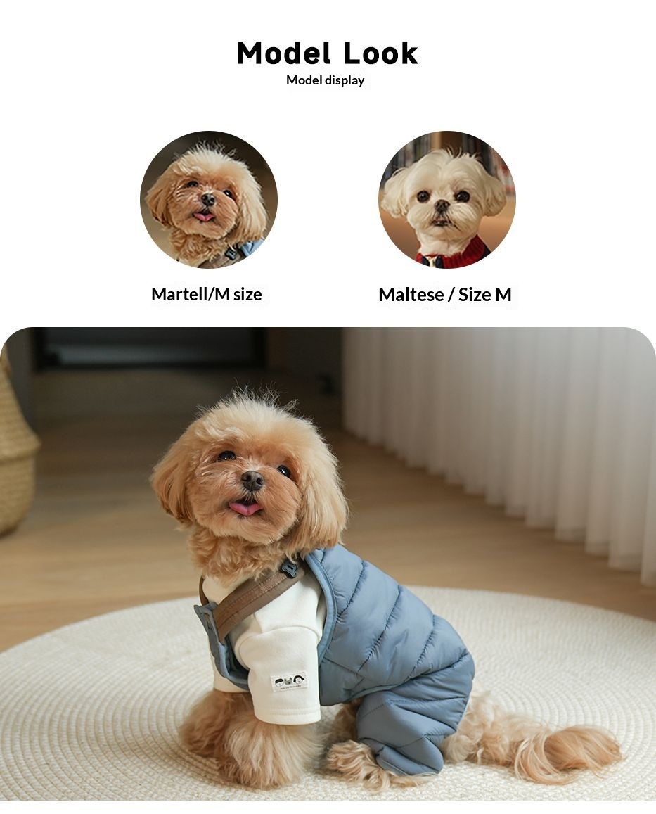 Pet Puppy Jumpsuit With Straps Cotton Padded Coat