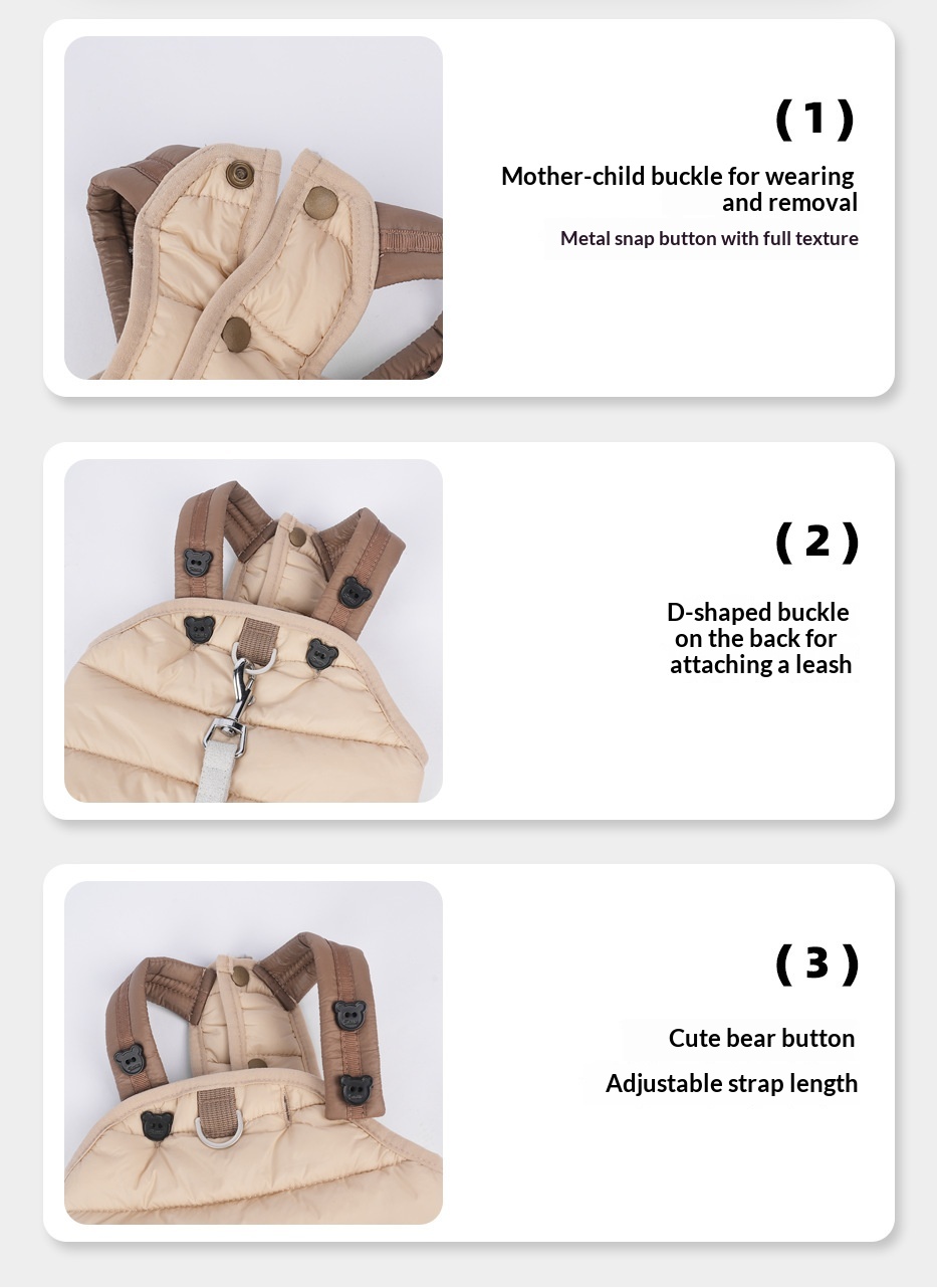Pet Puppy Jumpsuit With Straps Cotton Padded Coat
