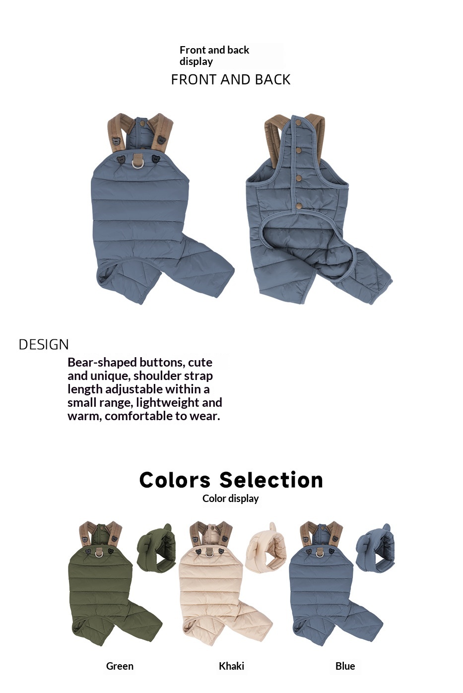 Pet Puppy Jumpsuit With Straps Cotton Padded Coat