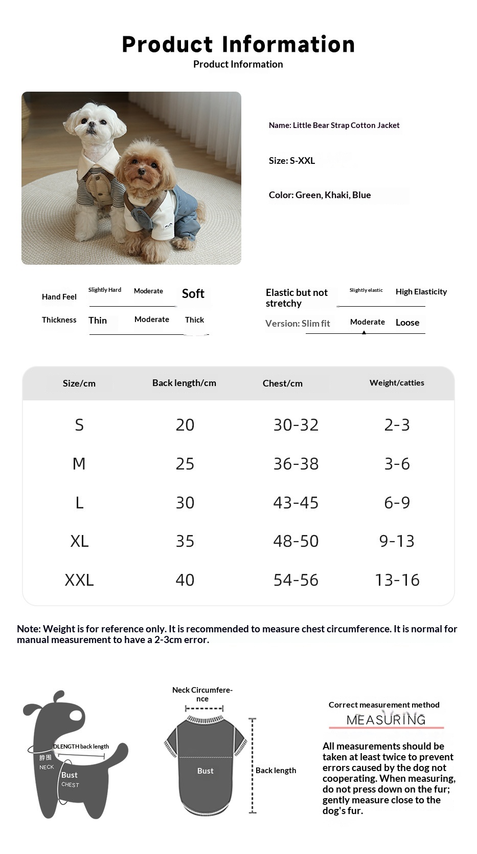 Pet Puppy Jumpsuit With Straps Cotton Padded Coat