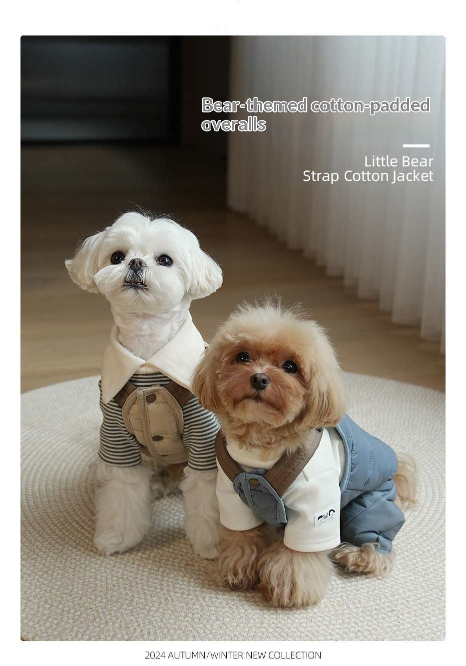 Pet Puppy Jumpsuit With Straps Cotton Padded Coat