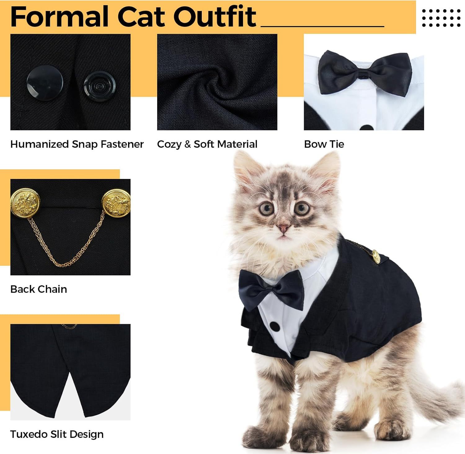 Pet Cat Tuxedo Outfit Kitten Shirt