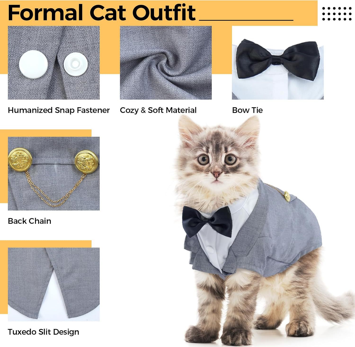 Pet Cat Tuxedo Outfit Kitten Shirt