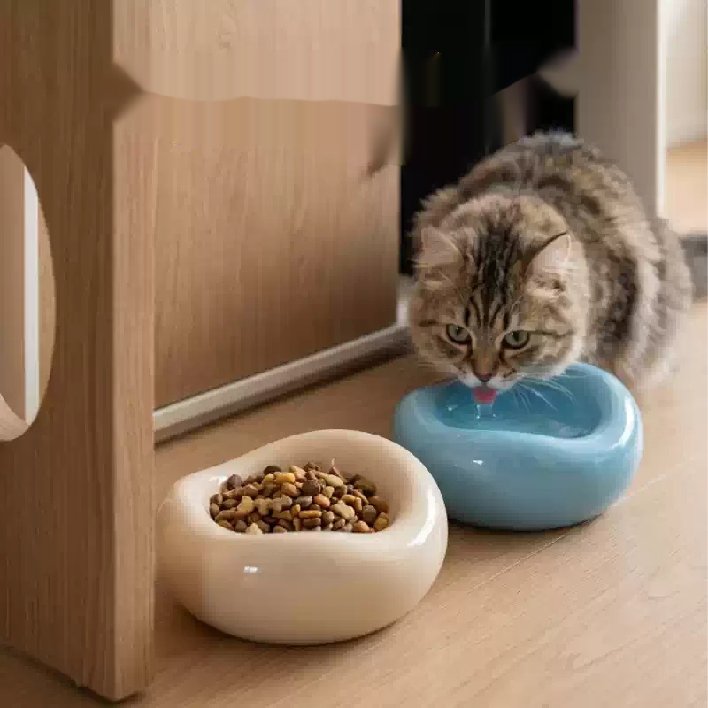 Ceramic Tip-Proof Cat Food Bowl