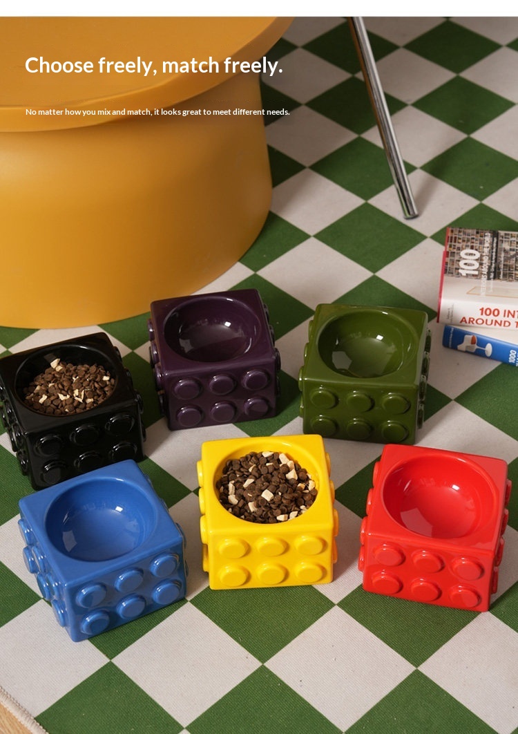 Building Block Pet Ceramic Water Bowl