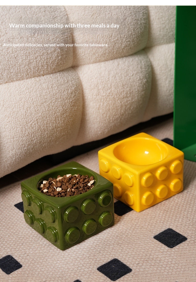 Building Block Pet Ceramic Water Bowl